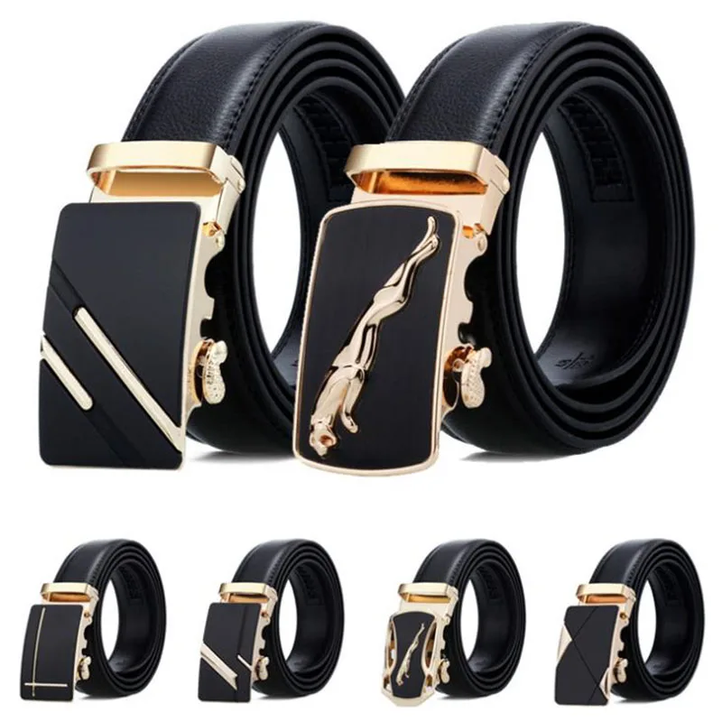

2020 new men's double-sided leather belt men's business leather belt leisure alloy automatic buckle belt