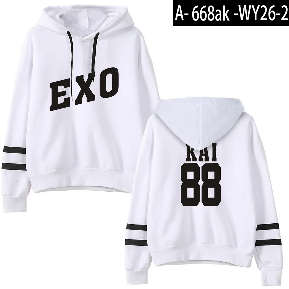 Красный KPOP фанаты куртка с капюшоном EXO женская одежда забавные дамы Jpop толстовки кофты хип хоп полиэстер/хлопок Harajuku спортивный костюм - Цвет: white