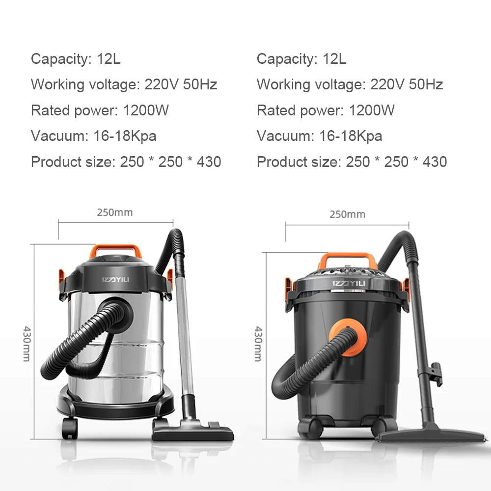 US $129.01 12L Vacuum Cleaner Wet Dry Blowing MultiFunction Barrel Type High Suction Commercial Household Factory Workshop