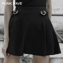 Панк рейв Женская плиссированная Минималистичная Готическая полуюбка Толстая шифоновая Высокая талия летняя Harajuku Повседневная Женская мини-юбка