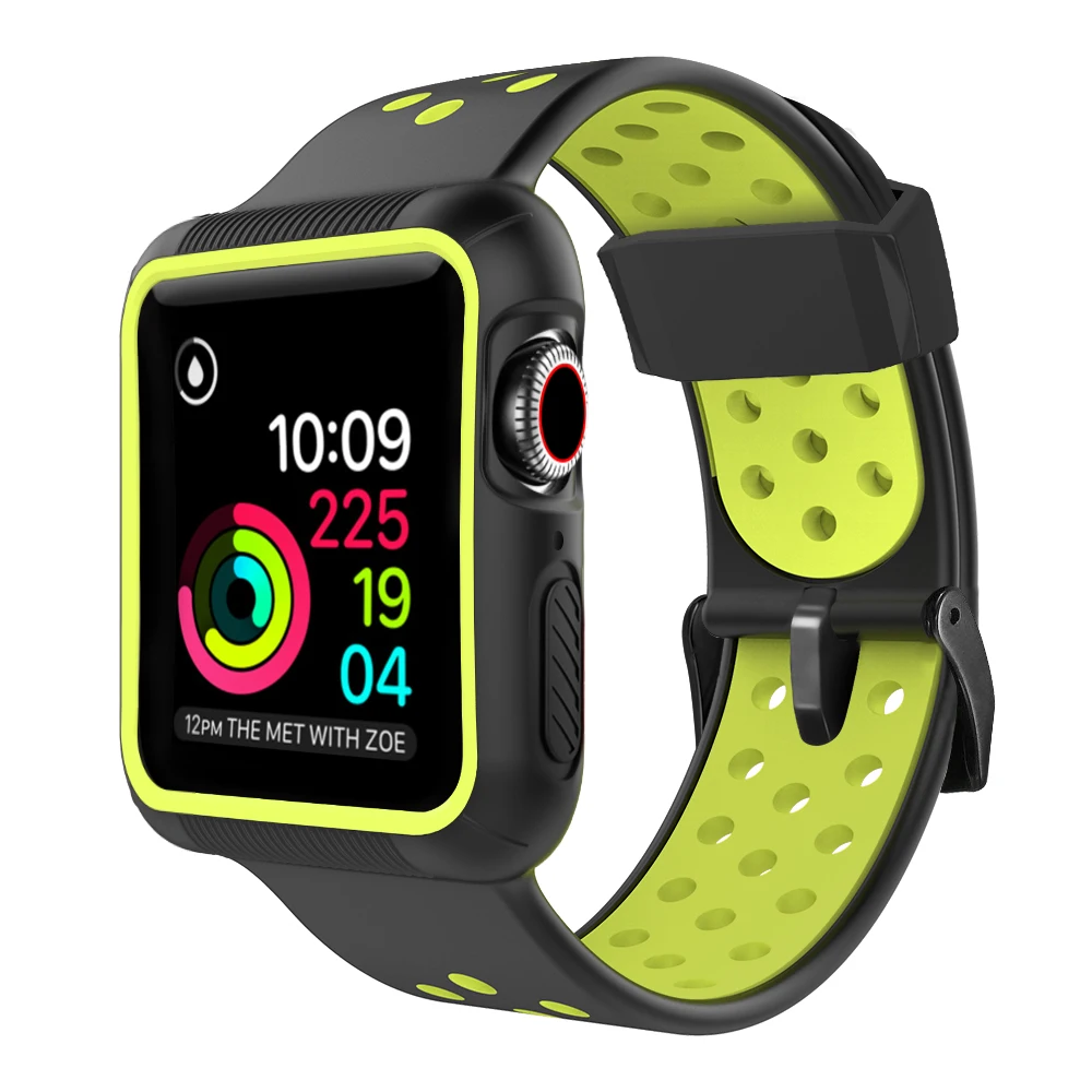 Силиконовый ремешок + чехол для часов Oneness Apple watch band 44 мм 40 iwatch 5 4 3 2 1 42 38 дышащий