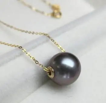 

Free shipping Tahiti Black Pearl Sea Passepartout Pendant necklace round light adjustable length