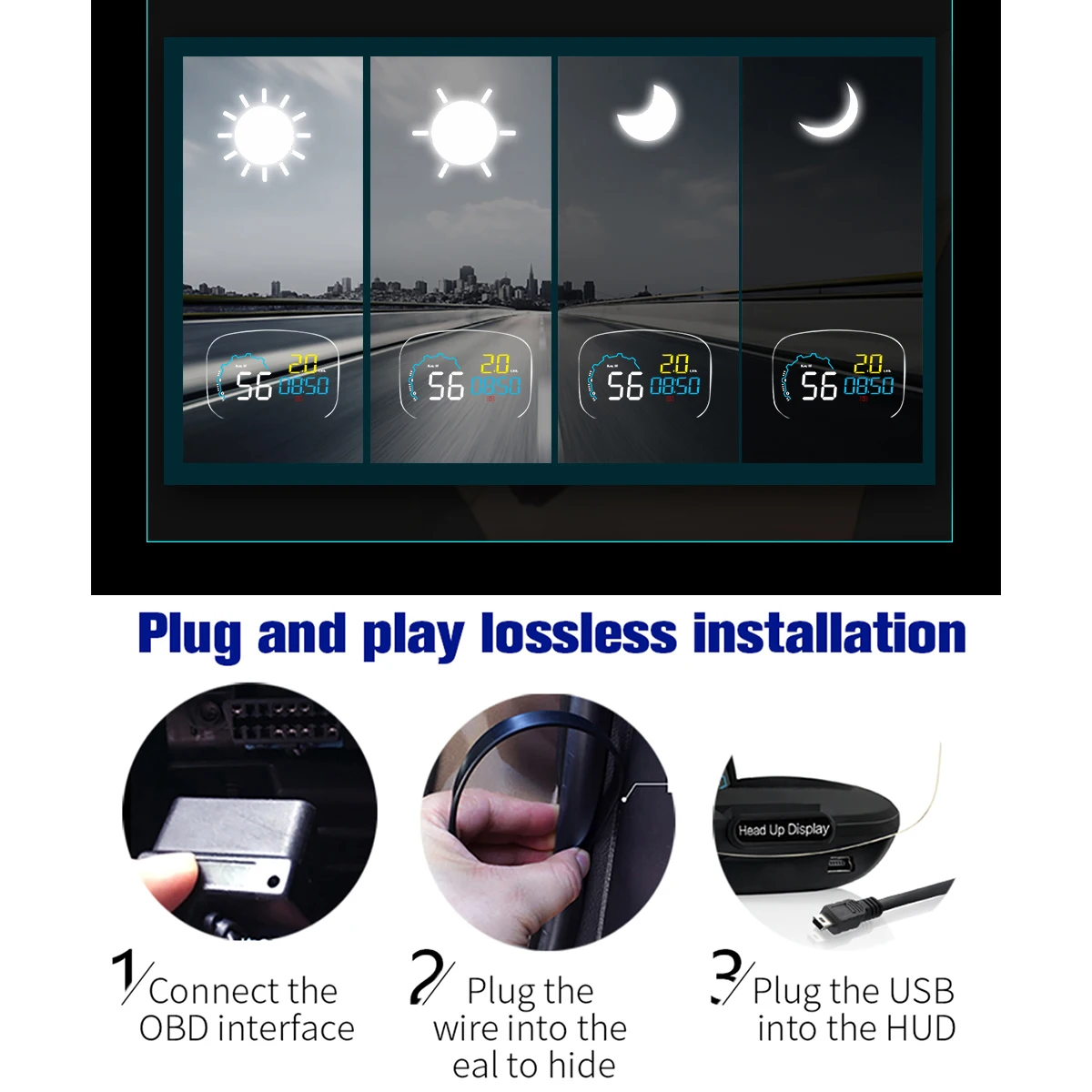 C600 Автомобиль Hud OBD бортовой компьютер gps Head-up дисплей для всех транспортных средств Спидометр вождения расход топлива проектор
