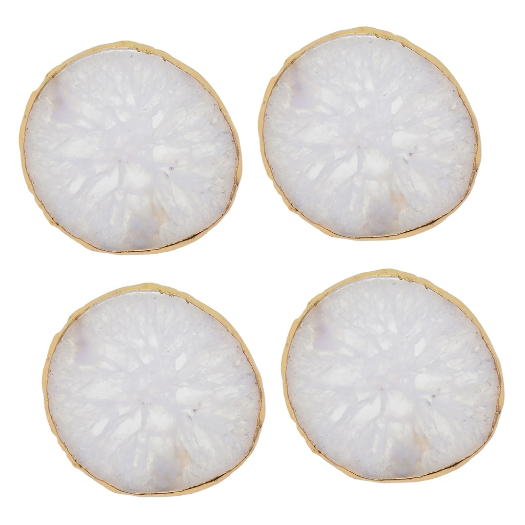 4Pcs Natural Agate Slices Geode Stones,Beverage Coasters Cup Mat,Irregular Crystals Collection Home Decoration Drink Gift