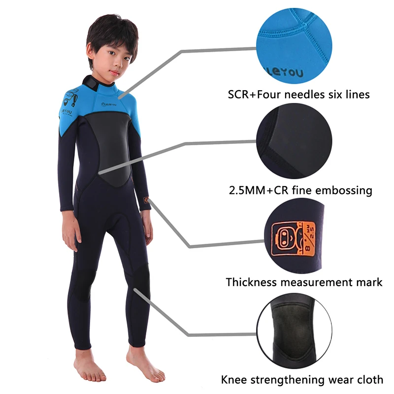 Girls Thick Swimsuit Boys Neoprene Surf Wetsuit 2.5mm Underwater Free Diving Suit Jellyfish Scuba Swimwear Children Bathing Set 6
