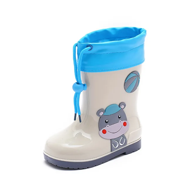 Warm and Waterproof Rainboots for Children Cute Girls Boys Removable Plush Shoe Cover Kids Shoes Outdoor Walking Shoes D03233 Gray