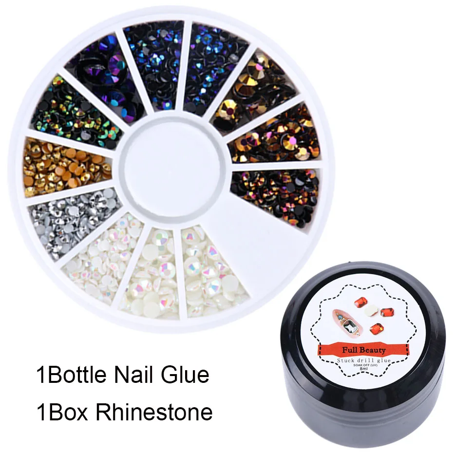 Glue Pattern 1 1 Набор, супер сильный клей, стразы, УФ Гель-лак для ногтей, украшения для ногтей, 3D, плоская задняя сторона, драгоценный камень, Гель-лак, средство для покрытия лаком SA041 - Цвет: Glue Pattern 1