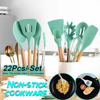 

22Pcs Non-stick Cookware Silicone Kitchen Baking Cooking Whisk Tong Spoon Tool High temperature resistance no deformation