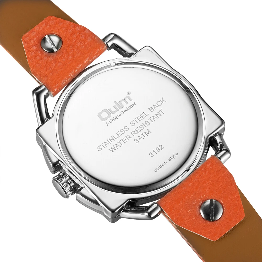 Top Luxury Brand Oulm Watches Orange Color Fashion Sports Watches Men Men's Quartz Watches Leather Mens Watches erkek kol saati drop shipping (3)
