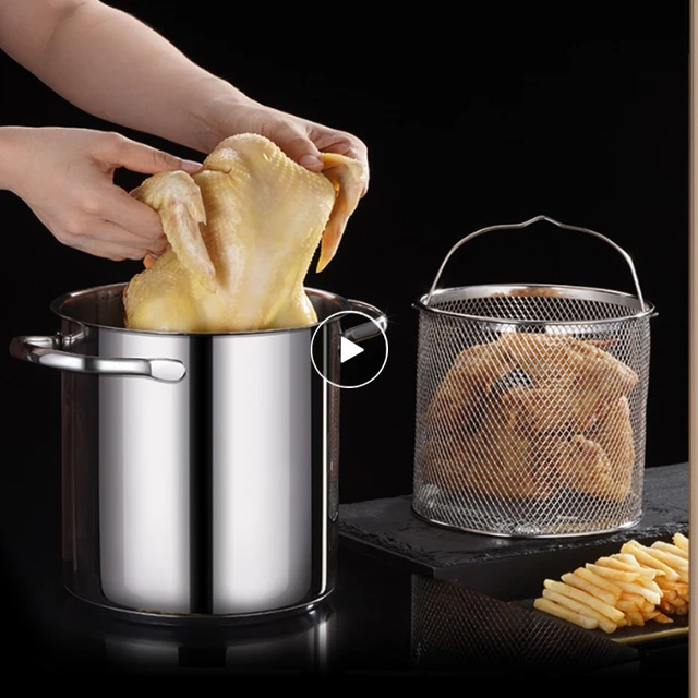 Poêle à huile, ustensile de cuisine, friteuse en acier inoxydable, petite  friteuse ménagère de Style japonais Tempura avec filtre, marmite à économie  d'huile 304 - AliExpress