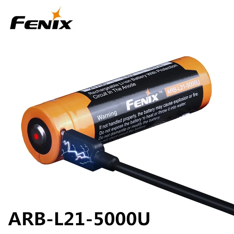 Литий ионный аккумулятор Fenix ARB L21 5000U 5000 мАч 21700 с зарядным интерфейсом USB Type