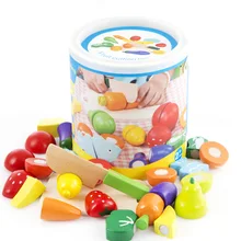 Детский игровой домик на липучке для раннего образования, деревянные игрушки для резки фруктов и овощей в бутылках