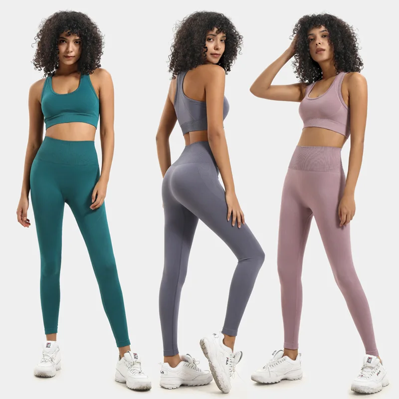 

Women's New Seamles Gym Clothing Gym Yoga Set Fitness Workout Sets Outfits For Female Workout Athletic Legging Sportswear Suit