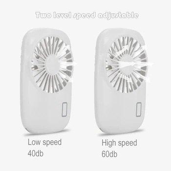 

2PCS Portable USB Mini Fan Rechargeable Cooling Handheld Fan Neck Fan Air Conditioner with Lanyard White