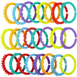 Anneau de dentition en plastique arc en ciel pour bébé, jouets, sucette, hochets pour nouveau nés, berceau en caoutchouc, poussette, jouet suspendu, décor de chambre, 8 pièces/ensemble 