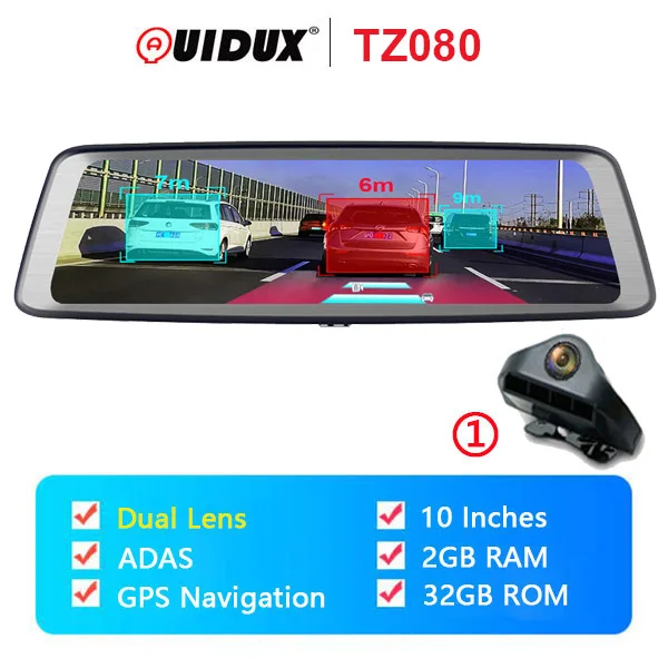 QUIDUX 1" ips зеркало заднего вида 4G Android 5,1 gps навигация ADAS dash cam 2G ram 3 2G rom 1080P 4 камеры Автомобильный видеорегистратор DVR - Название цвета: TZ080