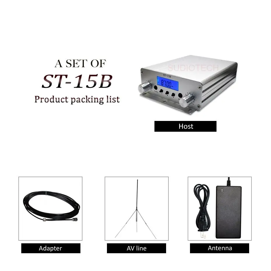 

15W FM Radio Broadcast Transmitter KIT PLL Stereo outside broadcasting station 87MHz-108MHz with GP antenna