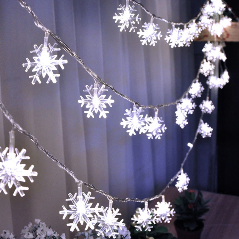 

3/6/10M Plug/Battery Operate LED Snowflake Light String Garland Christmas Lights For Holiday Party Wedding Fairy Light Decor