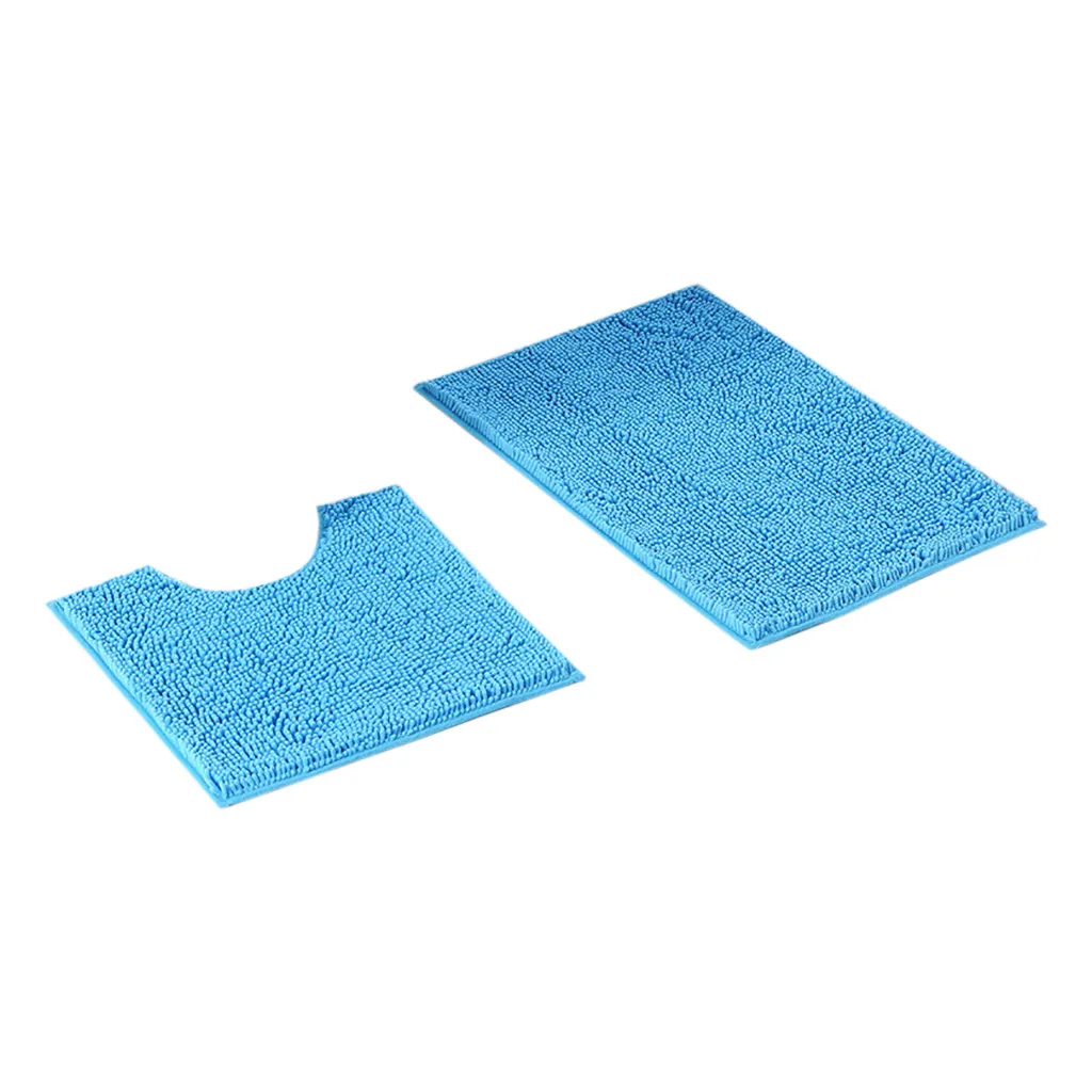 Набор ковриков для ванной комнаты из синели, мягкий плюшевый нескользящий коврик для душа+ коврик для туалета