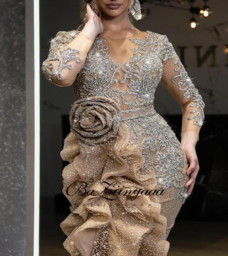 BAZIIINGAAA Роскошные вечерние платья длинное женское платье 2021 блестками Robe De Soir