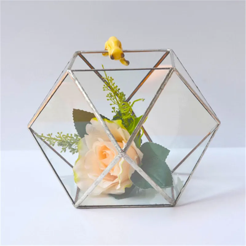 Höhe Indoor Tabletop Glas Geometrische Air Pflanzen Terrarium Box Desktop 