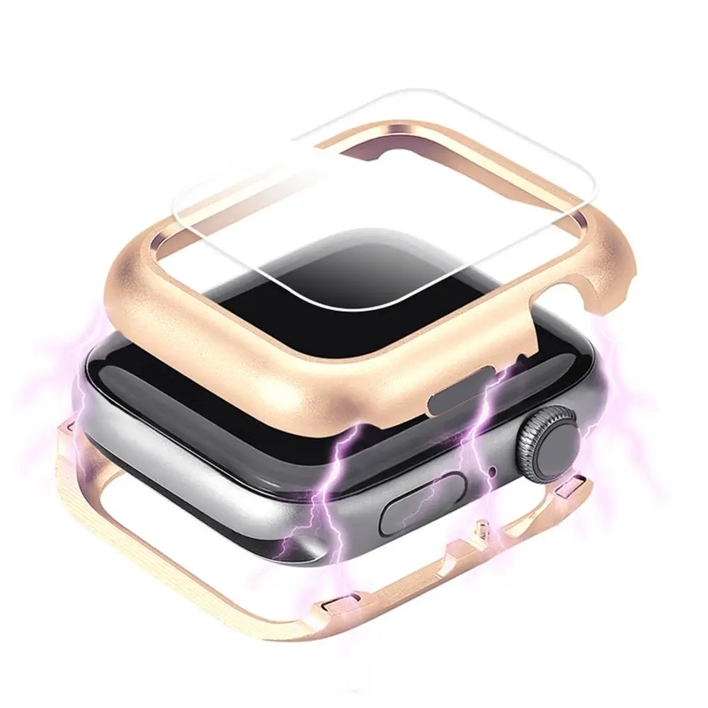 Магнитный чехол для apple watch, чехол для apple watch 5 4 3 44 мм/40 мм iwatch band 5 42 мм/38 мм, Защитное стекло для экрана - Цвет: gold