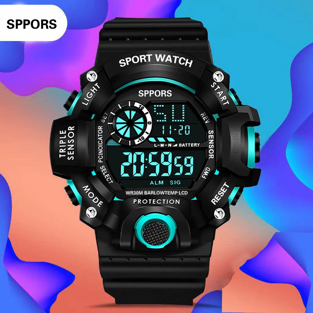 Reloj deportivo multifunción para Hombre, pulsera Digital con pantalla LED, calendario, alarma semanal, correa de TPU, a la moda