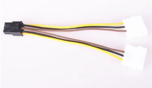 2pcs Power cord of computer graphics card: Double 4P to 6p power cord, one branch, two lines, 4P to 6p power cord