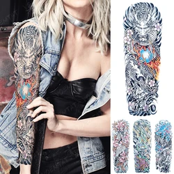 Full Arm Color Tatoo Dragon Flower Sexy Realistic Waterproof Temporary Tattoo Sticker Women Body Art Flash Fake Tatto Man