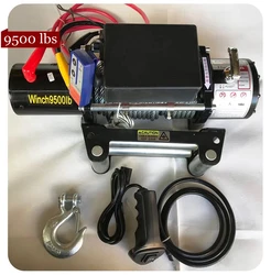 Treuil électrique pour véhicule tout terrain, 12v/24v, 9500 lbs, dispositif d'auto sauvetage, grue à bord 
