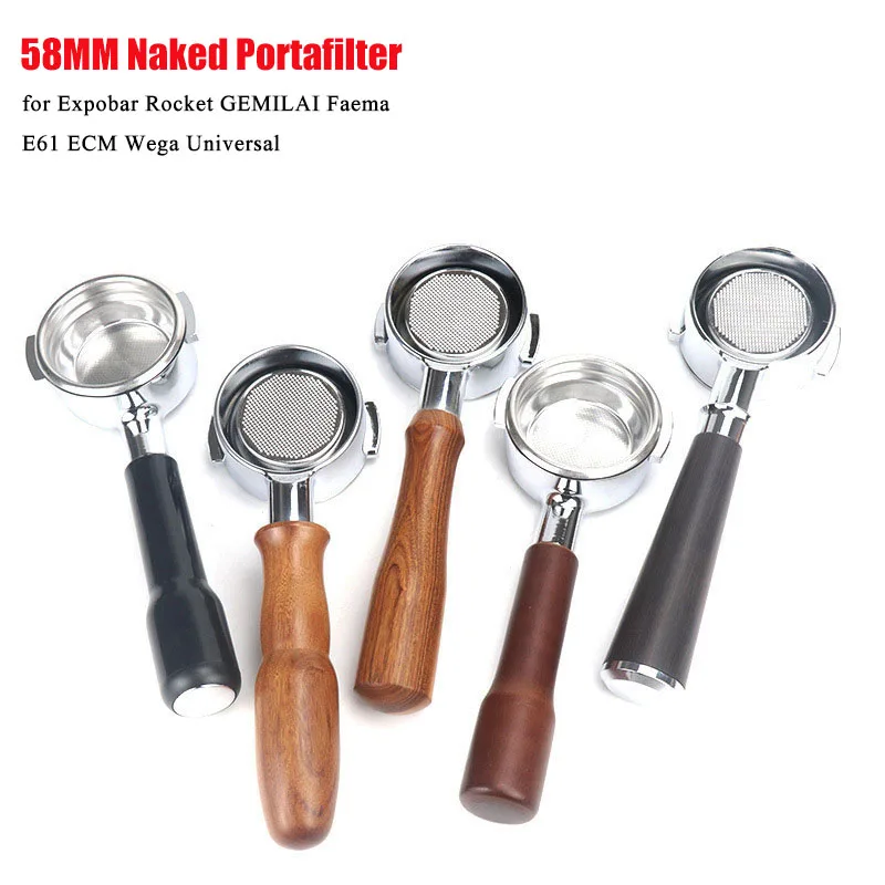 58MM Naked Portafilter Wood Coffee Machine Bottomless Filter for Expobar Rocket GEMILAI Faema E61 ECM Wega Universal | Дом и сад