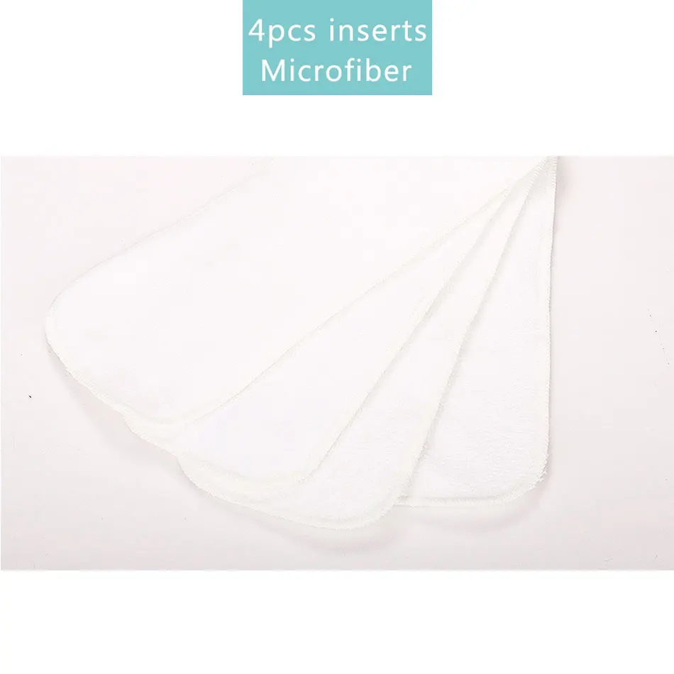 4PCS inserts Happyflute 4 шт./компл. моющиеся экологически чистые тканевые подгузники; регулируемый пеленки Многоразовые подгузники из ткани подходит 0-2years, на Возраст 3-15 кг для малышей - Цвет: 4PCS inserts