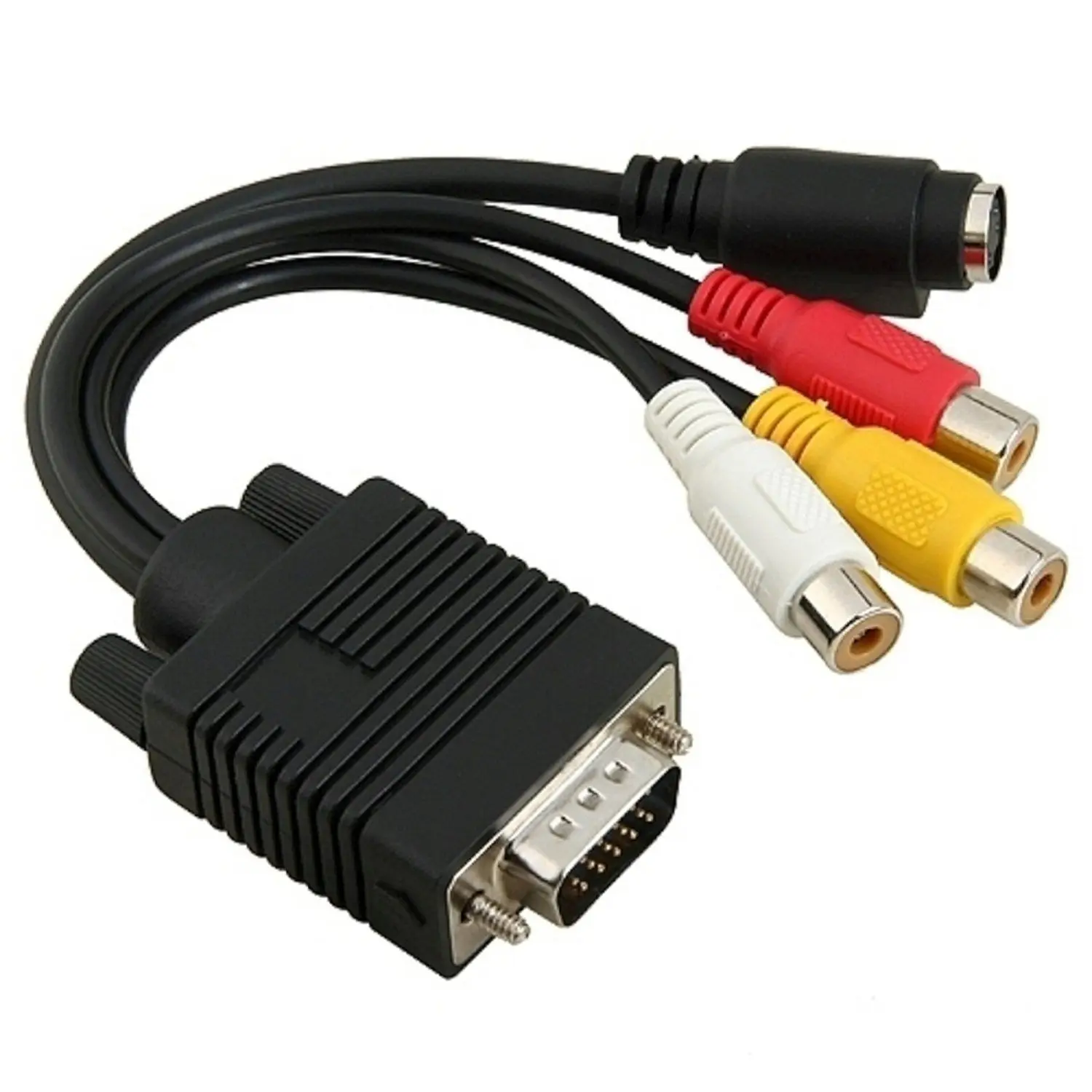 DHL 100 шт. VGA в S-Video 3 RCA композитный AV TV Out адаптер кабель для ПК ноутбука (Цвет: черный)
