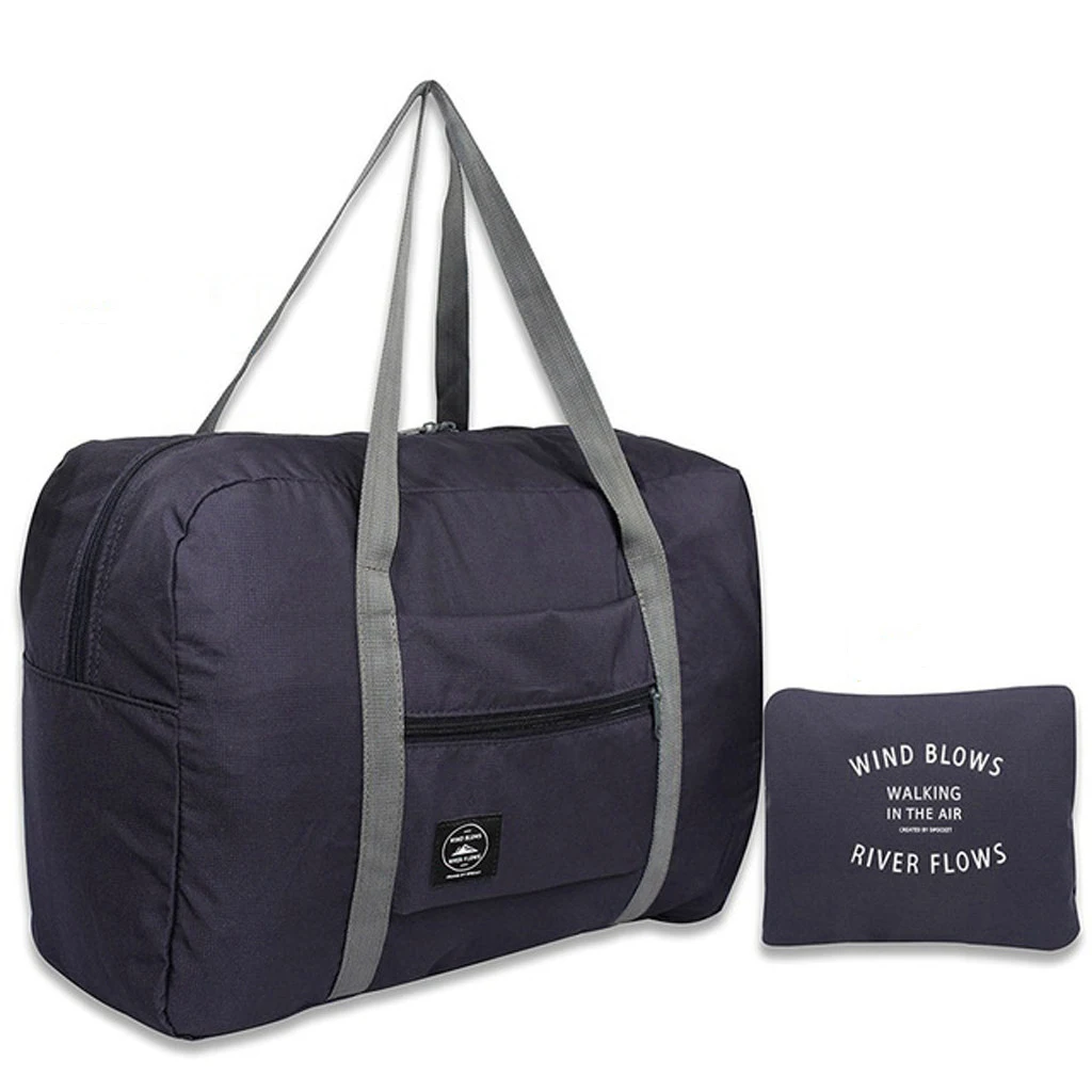 Dark blue Ammshoesbag Большая вместительная модная Водонепроницаемая дорожная сумка для мужчин и женщин, дорожная сумка, Складные багажные сумки, сумка для хранения одежды - Цвет: Dark blue
