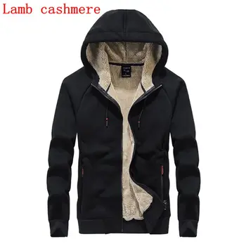 

Plus velvet thick sweater men's lamb cashmere 250 kg autumn and winter sports and leisure hooded plus fertilizer XL warm coat 8x