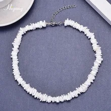 Натуральный бусинами из оболочки Цепочки и ожерелья моллюск чипы Каури Цепочки и ожерелья ручной работы, гавайский пляжный воротник колье ожерелья, браслеты, ювелирные изделия