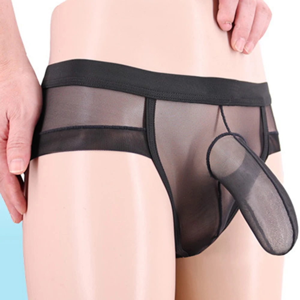 Men's Sexy Low Rise Briefs See Through Penis Pouch Sheath Elephant Trunk Breathable Mesh Underpants Lingerie Men Erotic Panties |