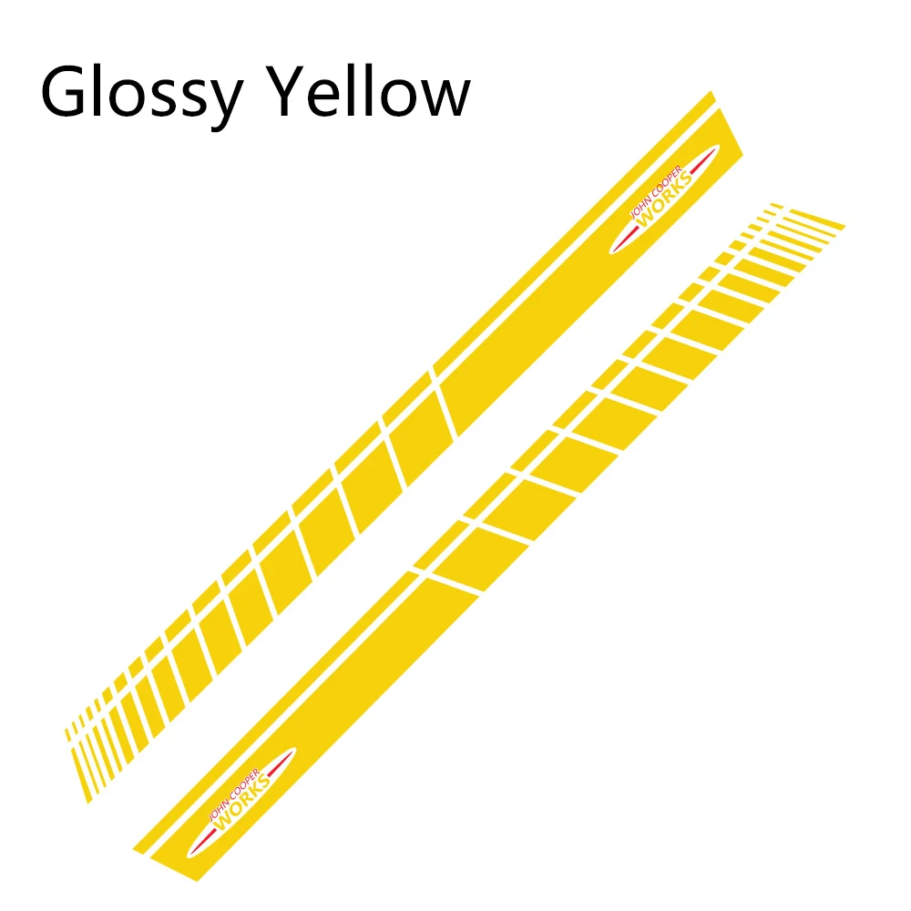 Glossy Yellow 2 шт. автомобиль боковая полоса Стикеры для Mini Cooper R56 R57 R58 R50 R52 R53 R59 R61 R60 F60 F55 F56 F54 DIY стильные Переводные картинки аксессуары - Название цвета: Glossy Yellow