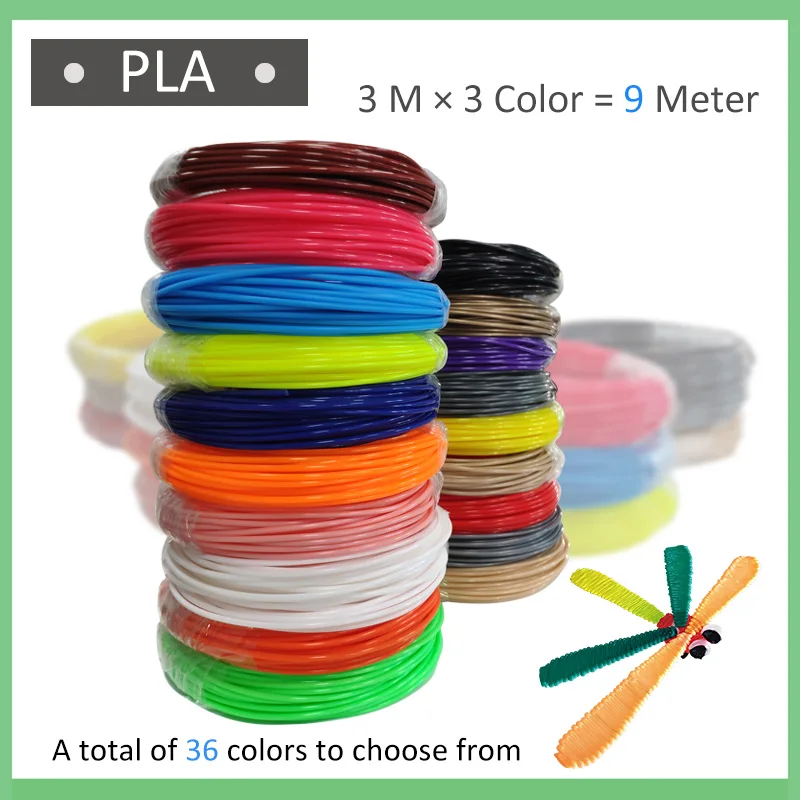 3 м x 3 цвета 3d Ручка накаливания PLA для 3d Ручка принтера пластик для 3d ручек 36 цветов чайник подарки petg папа робот подарок для детей