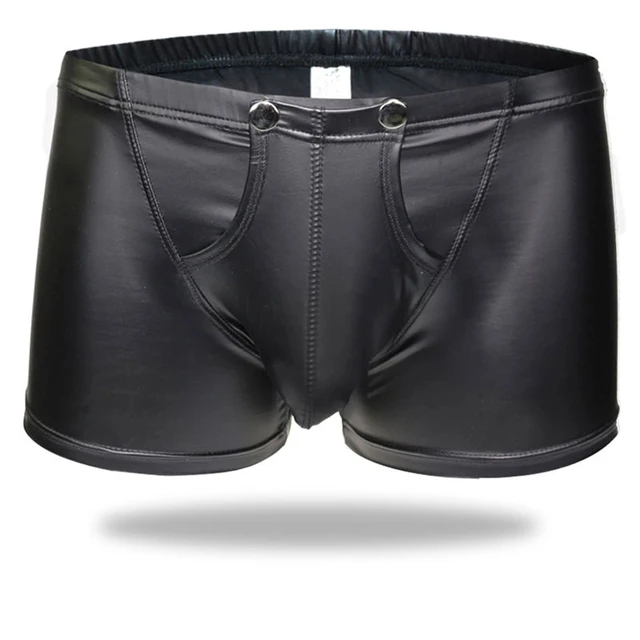 YiZYiF Mens Faux Leather Underwear Casual Underpants Penis Pouch Boxers  Briefs Soft Boxershorts