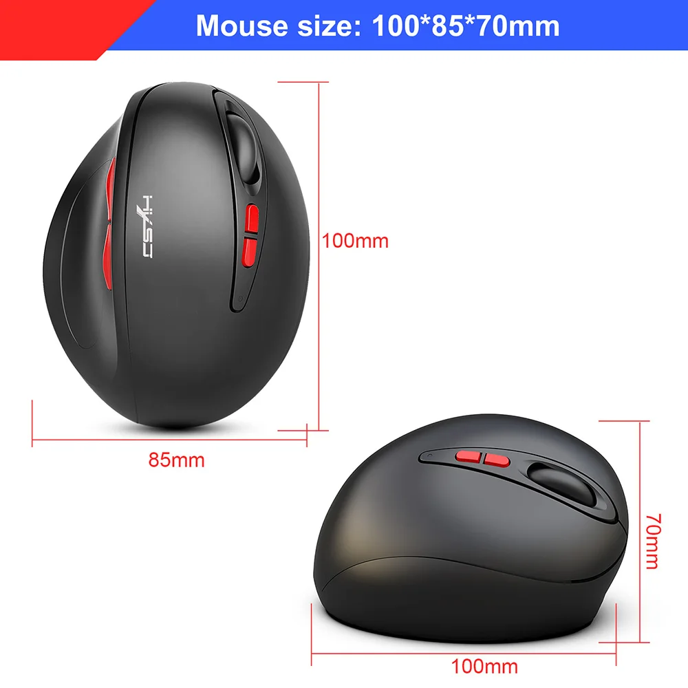 HXSJ 7D Gaming Vertical Mouse Ergonomic Right Thumb Groove Optical Mice 5 Positioning Buttons 2 DPI Switcher Mouse
