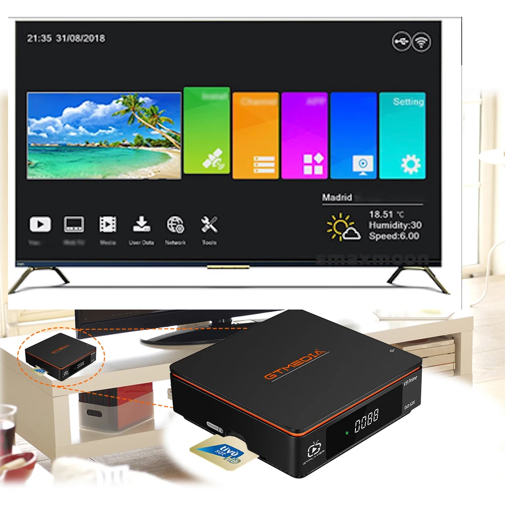 GTmedia V9 Prime Satellite Receptor Support DVB S/S2/S2X Card Xstream Smart Online TV APP Built-in 2.4G WIFI gtmedia v8x | Электроника