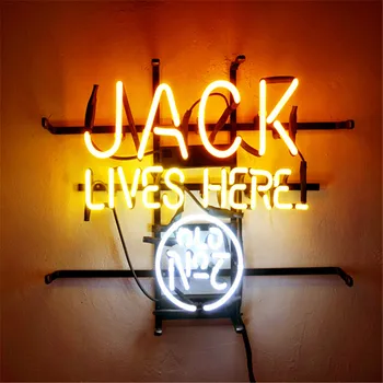 

Custom Made Jack Lives Here Glass Neon Light Sign Beer Bar