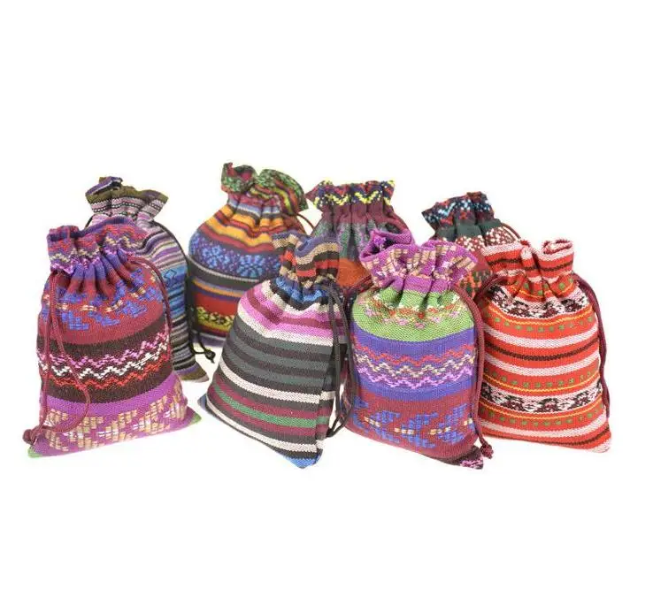 

Bolsas Pequeas De Algodn Con Cordn Para Joyera, Paquetes De Regalo De 10x14cm, Multicolor, Hechas a Mano, tnico, Estampado