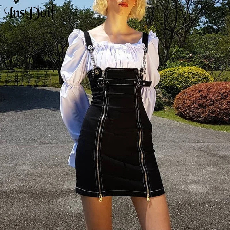 InsDoit Gothic Sexy Denim Mini Dresses 