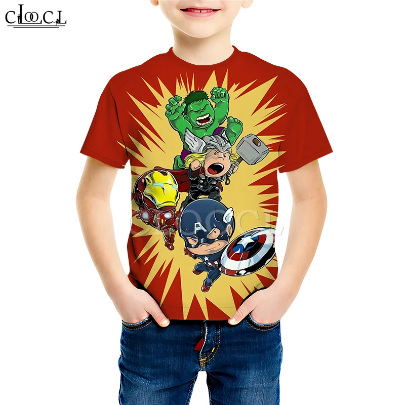  Children Cartoon Captain America Print T Shirts Boy Girl Iron Man Hulk Sweatshirt Superhero 3D Hood