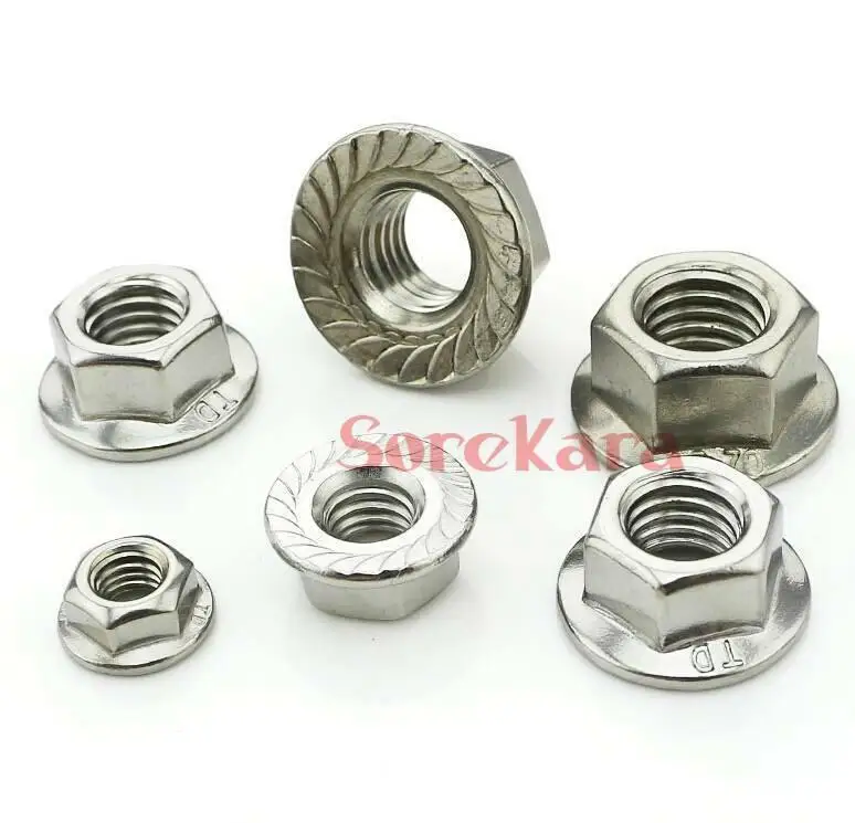 M3 M4 M5 M6 M8 M10 M12 304 Stainless Hex Head Serrated Spinlock Flange