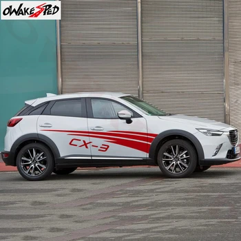 

1set Auto Both Side Decor Decals Racing Long Stripes Totem Styling Sport Stickers Car Vinyl Body Door Sticker For Mazda CX-3