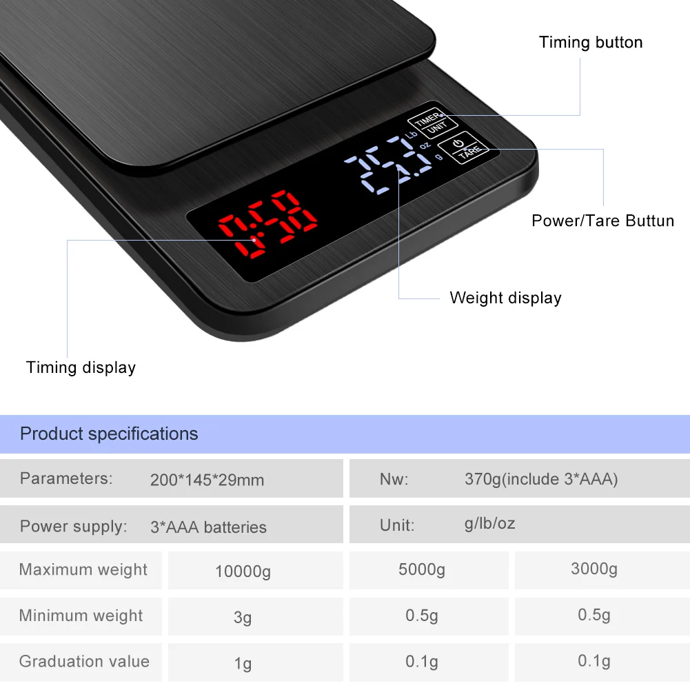 digital, com temporizador de alta precisão 3kg