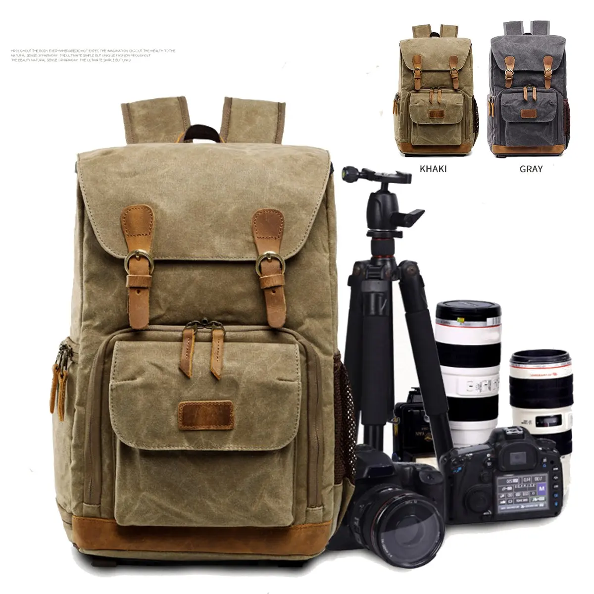 

2 Colors Large Capacity DSLR SLR Backpack Canvas Waterproof Travel Laptop Lens Carry Bags Case For Digital Camera Accessories